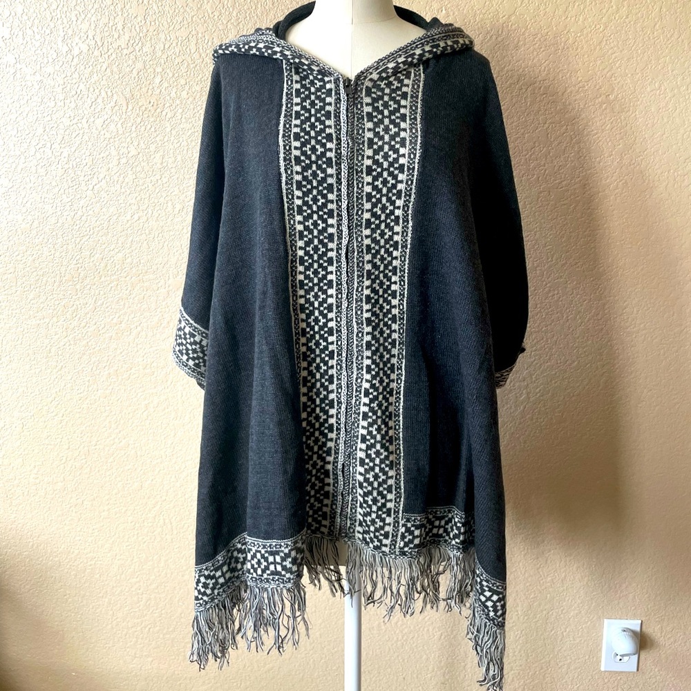 Hooded Poncho Sweater
